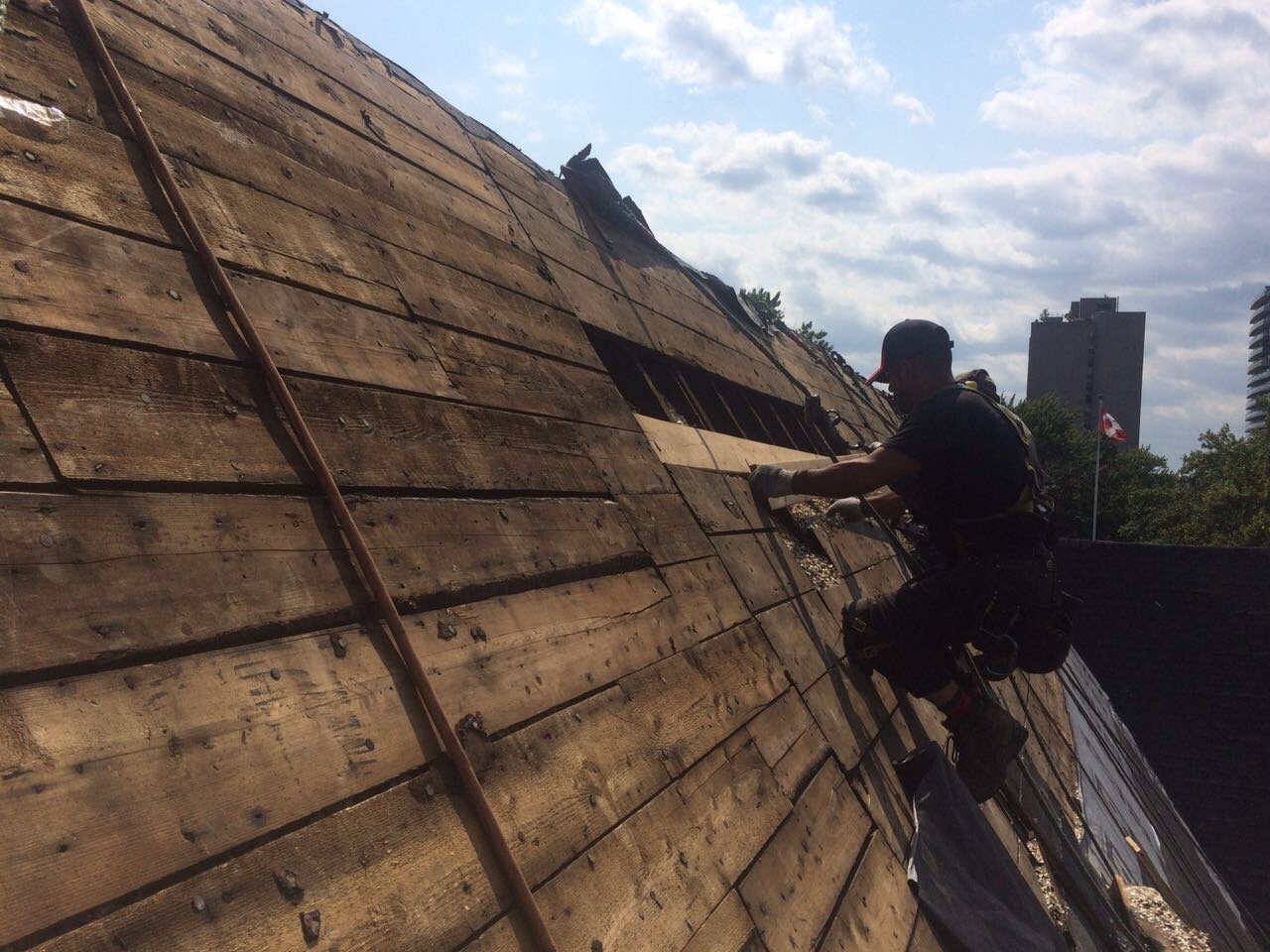 Carpentry detail work on a roof